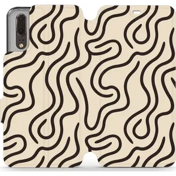 Pouzdro na mobilní telefon Flipové pouzdro Mobiwear - Huawei P20 - VA60S Linky (Knížkové flip pouzdro, obal, kryt na mobil Huawei P20 - VA60S Linky, materiál Umělá kůže + TPU - ochrana 360°, stojánek, silikonová vanička, magnetické zavírání)