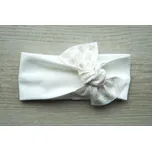 AMÁLKA Elastická dívčí čelenka smetanová, pentle malé oříškové květy Velikost: 74-86