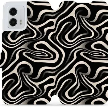Pouzdro na mobilní telefon Flipové pouzdro Mobiwear - Motorola Moto G53 5G - VA63S Vlnky a linky (Knížkové flip pouzdro, obal, kryt na mobil Motorola Moto G53 5G - VA63S Vlnky a linky, materiál Umělá kůže + TPU - ochrana 360°, stojánek, silikonová vanička, magnetické zavírání)