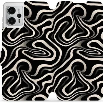 Pouzdro na mobilní telefon Flipové pouzdro Mobiwear - Motorola Moto G23 - VA63S Vlnky a linky (Knížkové flip pouzdro, obal, kryt na mobil Motorola Moto G23 - VA63S Vlnky a linky, materiál Umělá kůže + TPU - ochrana 360°, stojánek, silikonová vanička, magnetické zavírání)