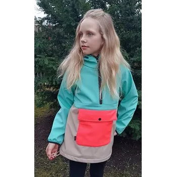 Chlapecká bunda Fantom Softshellová bunda OMBRELLO - S FLEECEM - zelenobéžová KONFEKČNÍ VELIKOST: 128/134 ZDARMA funkční ponožky Voxx