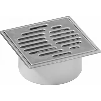 Odvodňovací žlab Dakota Podlahová vpusť s přímým odtokem a nerezovou mřížkou 150 x 150 mm