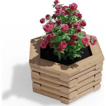 Květináč Vyvýšený dřevěný záhon 90 cm, výška 43,5 cm, šestihranný