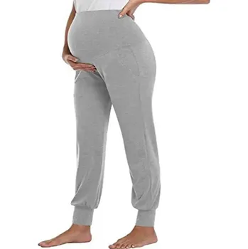 Jednobarevné kalhoty pro těhotné Barva: Šedá, Velikost: M