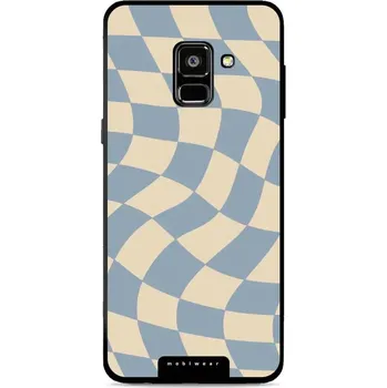 Pouzdro na mobilní telefon Lesklý kryt Mobiwear Glossy - Samsung Galaxy A8 2018 - GA59G Modrá a béžová šachovnice (Prémiové lesklé pouzdro, obal, kryt Mobiwear Glossy na mobil Samsung Galaxy A8 2018 - GA59G Modrá a béžová šachovnice, materiál Plast + TPU silikon - krytí po všech)