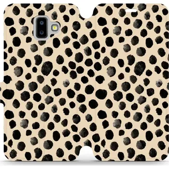 Pouzdro na mobilní telefon Flipové pouzdro Mobiwear - Samsung Galaxy J6 Plus 2018 - VA50S Černé puntíky (Knížkové flip pouzdro, obal, kryt na mobil Samsung Galaxy J6 Plus 2018 - VA50S Černé puntíky, materiál Umělá kůže + TPU - ochrana 360°, stojánek, silikonová vanička, magnetické)