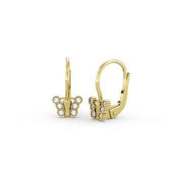 Náušnice SOLUNA FARFALLA zlaté náušnice se zirkony motýlek žluté zlato