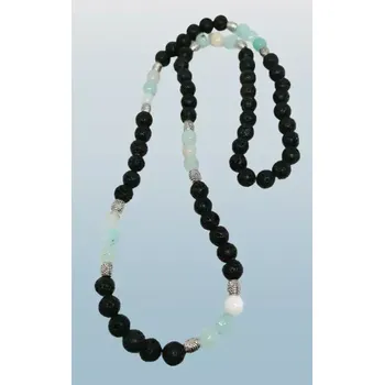 Náhrdelník Náhrdelník z lávy a jadeitu mint 8 mm