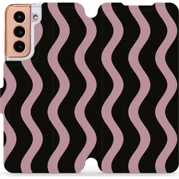 Pouzdro na mobilní telefon Flipové pouzdro Mobiwear - Samsung Galaxy S21 - VA54S Fialové vlnky (Knížkové flip pouzdro, obal, kryt na mobil Samsung Galaxy S21 - VA54S Fialové vlnky, materiál Umělá kůže + TPU - ochrana 360°, stojánek, silikonová vanička, magnetické zavírání)