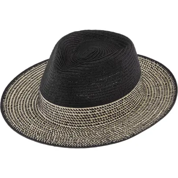 Klobouk Fiebig - Headwear since 1903 Letní dvoubarevný černý Fedora klobouk - Fiebig Velikost: 61 cm (XL)