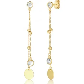 Náušnice Luxur, Visací náušnice Tamara, žluté zlato se zirkony, 1632584-0-0-1