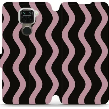 Pouzdro na mobilní telefon Flipové pouzdro Mobiwear - Xiaomi Redmi Note 9 - VA54S Fialové vlnky (Knížkové flip pouzdro, obal, kryt na mobil Xiaomi Redmi Note 9 - VA54S Fialové vlnky, materiál Umělá kůže + TPU - ochrana 360°, stojánek, silikonová vanička, magnetické zavírání)