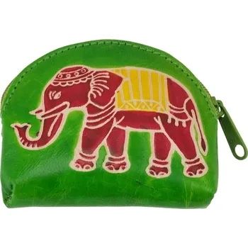 Peněženka Kožená peněženka na drobné Slon zelená 9 x 7 cm