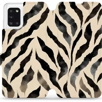 Pouzdro na mobilní telefon Flipové pouzdro Mobiwear - Samsung Galaxy A31 - VA53S Zebří (Knížkové flip pouzdro, obal, kryt na mobil Samsung Galaxy A31 - VA53S Zebří, materiál Umělá kůže + TPU - ochrana 360°, stojánek, silikonová vanička, magnetické zavírání)