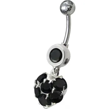 Piercing Šperky4U Stříbrný piercing do pupíku, černé zirkony - BP01057-K