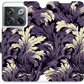 Pouzdro na mobilní telefon Flipové pouzdro Mobiwear - OnePlus 10T - VA46S Fialové rostliny (Knížkové flip pouzdro, obal, kryt na mobil OnePlus 10T - VA46S Fialové rostliny, materiál Umělá kůže + TPU - ochrana 360°, stojánek, silikonová vanička, magnetické zavírání)