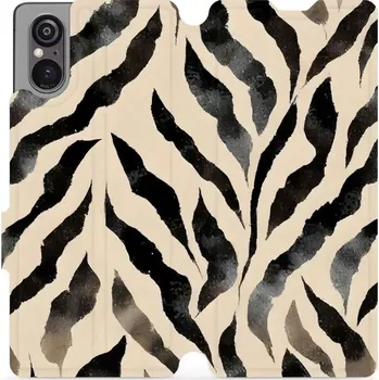 Pouzdro na mobilní telefon Flipové pouzdro Mobiwear - Sony Xperia 5 V - VA53S Zebří (Knížkové flip pouzdro, obal, kryt na mobil Sony Xperia 5 V - VA53S Zebří, materiál Umělá kůže + TPU - ochrana 360°, stojánek, silikonová vanička, magnetické zavírání)