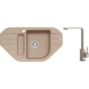 Alveus Set Niagara 60 Granitový dřez rohový 900x500 mm + baterie Afra, béžová, SETA20177