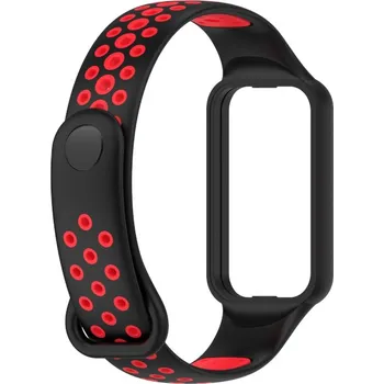 Příslušenství k chytrým hodinkám Silikonový perforovaný náhradní náramek pro Xiaomi Smart Band 8 Active a Redmi Band 2 Barva: černá s červenou