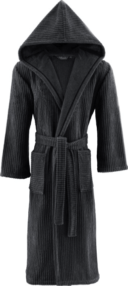 Soft Cotton Unisex župan STRIPE s kapucí, Černá antracit, 420 g / m², Česaná prémiová bavlna 100% RICH SOFT, Dlouhý - vel. XL
