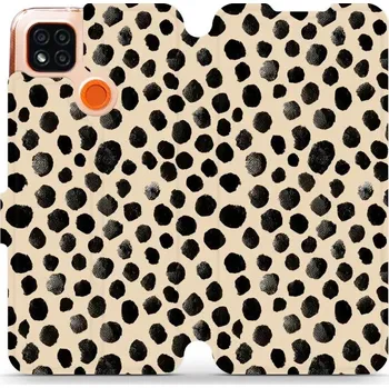 Pouzdro na mobilní telefon Flipové pouzdro Mobiwear - Xiaomi Redmi 9C - VA50S Černé puntíky (Knížkové flip pouzdro, obal, kryt na mobil Xiaomi Redmi 9C - VA50S Černé puntíky, materiál Umělá kůže + TPU - ochrana 360°, stojánek, silikonová vanička, magnetické zavírání)