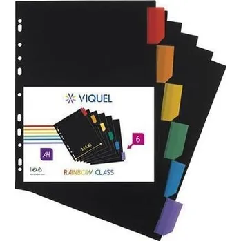 Rozlišovače, černá, plastové, A4 Maxi, 6 listů, VIQUEL
