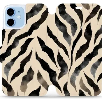 Pouzdro na mobilní telefon Flipové pouzdro Mobiwear - Apple iPhone 12 Mini - VA53S Zebří (Knížkové flip pouzdro, obal, kryt na mobil Apple iPhone 12 Mini - VA53S Zebří, materiál Umělá kůže + TPU - ochrana 360°, stojánek, silikonová vanička, magnetické zavírání)