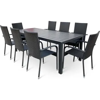 Zahradní sestava Texim Viking XL Paris zahradní jídelní set 8 + 1 černý