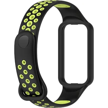 Příslušenství k chytrým hodinkám MůjMiBand.cz Silikonový perforovaný náhradní náramek pro Xiaomi Smart Band 8 Active a Redmi Band 2 Barva: černá se zelenou