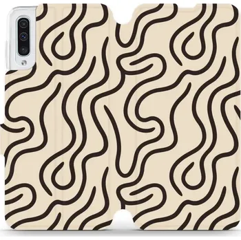 Pouzdro na mobilní telefon Flipové pouzdro Mobiwear - Samsung Galaxy A50 - VA60S Linky (Knížkové flip pouzdro, obal, kryt na mobil Samsung Galaxy A50 - VA60S Linky, materiál Umělá kůže + TPU - ochrana 360°, stojánek, silikonová vanička, magnetické zavírání)