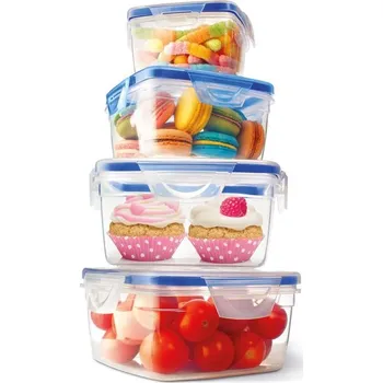 Dóza na potraviny Dóza sada 4 ks, 0,8+1,4+2,4+4,2l IXA, obdél., plast