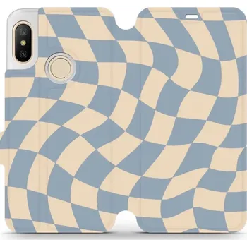 Pouzdro na mobilní telefon Flipové pouzdro Mobiwear - Xiaomi Mi A2 Lite - VA59S Modrá a béžová šachovnice (Knížkové flip pouzdro, obal, kryt na mobil Xiaomi Mi A2 Lite - VA59S Modrá a béžová šachovnice, materiál Umělá kůže + TPU - ochrana 360°, stojánek, silikonová vanička,)
