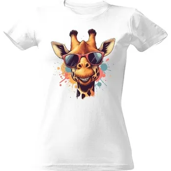 Dámské tričko Tričko s potiskem Veselá žirafa s brýlemi 2 dámské