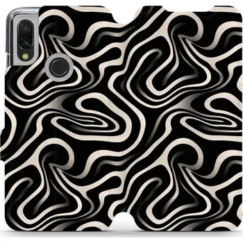 Pouzdro na mobilní telefon Flipové pouzdro Mobiwear - Xiaomi Redmi 7 - VA63S Vlnky a linky (Knížkové flip pouzdro, obal, kryt na mobil Xiaomi Redmi 7 - VA63S Vlnky a linky, materiál Umělá kůže + TPU - ochrana 360°, stojánek, silikonová vanička, magnetické zavírání)