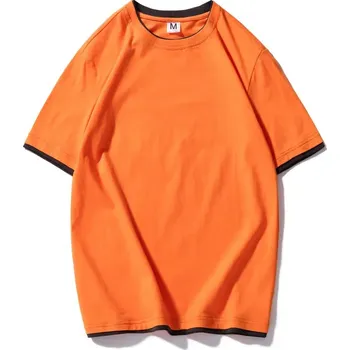 Pánská móda Pánské tričko s kontrastními pruhy Barva: Oranžová, Velikost: 2XL