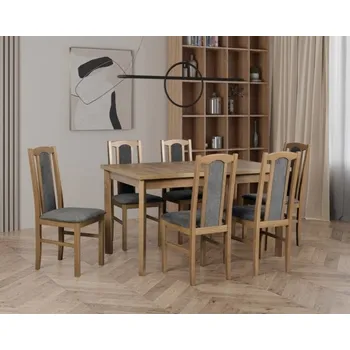 Jídelní set Jídelní sestava DX 11, odstín dřeva (židle + nohy stolu) ořech, odstín lamina (deska stolu) grafit, potahový materiál látka