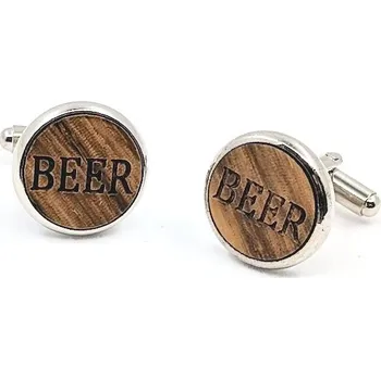 Manžetový knoflíček Manžetové knoflíčky dřevěné, pivo, Beer