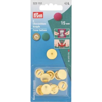 PRYM Potahovací knoflíky, 15 mm, 6 ks, zlaté barvy