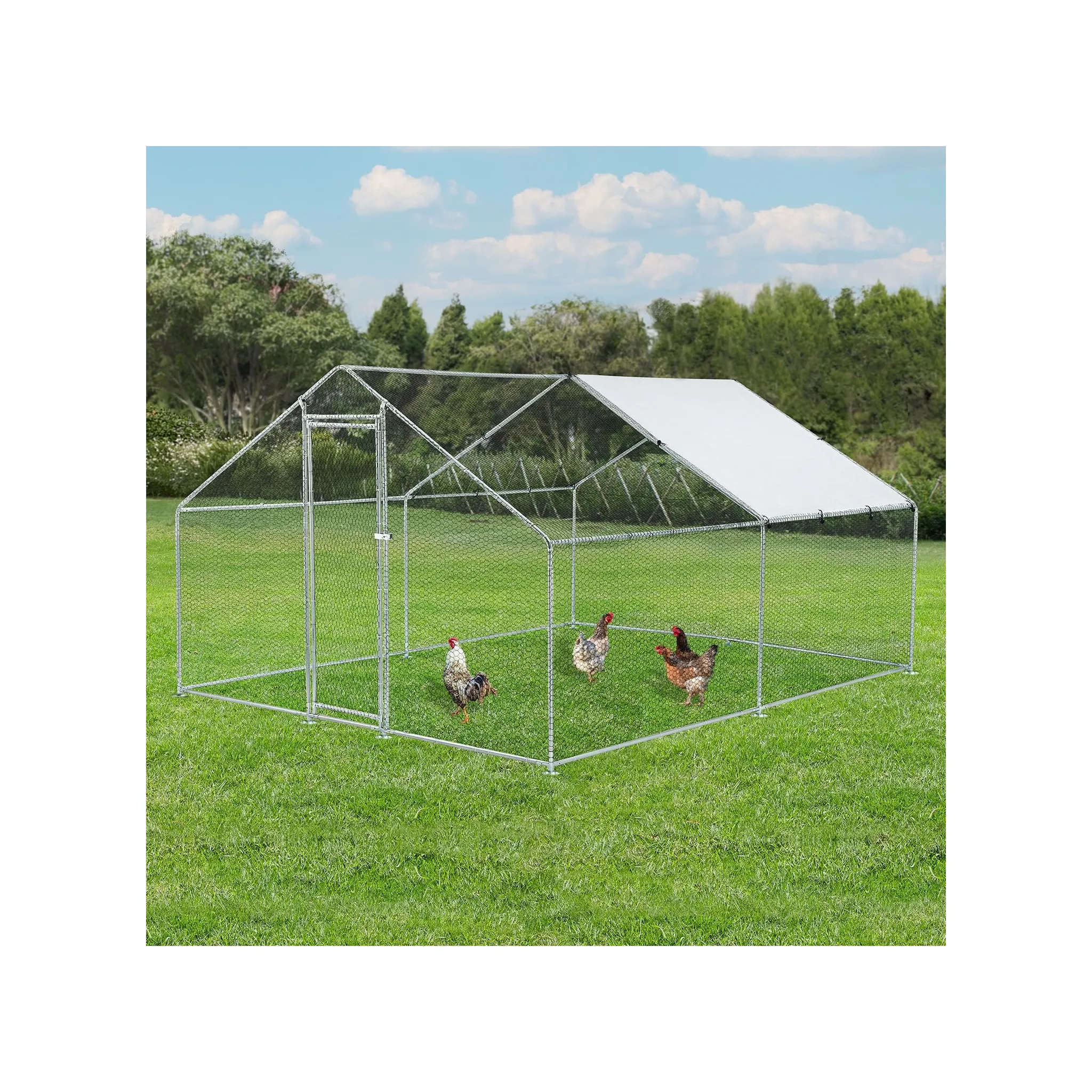 Fotografie 16 -  Venkovní klec pro slepice pozinkovaná s plachtou sedlová střecha 3 x 4 x 2 m