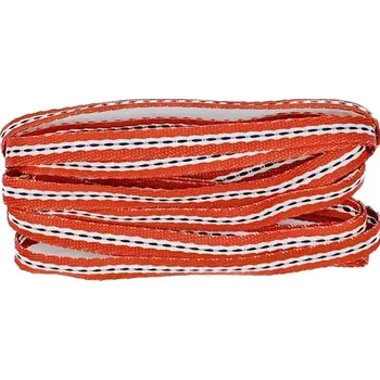 Stuha Stužka látková tenká NORDIC LINE červená 10mm x 2m (2,50 Kč/m) (Stuha látková červená, bílý pruh, s prošíváním, oboulící)