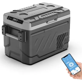 Autochladnička Autochladnička kompresorová dvouzonová, autolednice, objem 40l, napájení 12V, 24V nebo 230V, LCD displej, bluetooth aplikace, šedá