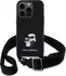 Pouzdro na mobilní telefon Karl Lagerfeld Saffiano Crossbody Metal Karl and Choupette pro iPhone 15 Pro černý