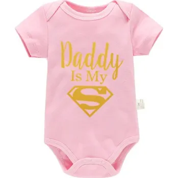 Superman Bavlněné kojenecké body s vtipným potiskem "Daddy is my Superman" (vel. 0-24 měs.) Barva: růžová + zlatý potisk, Velikost: 3-6 měsíců