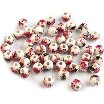 Galanterie Porcelánové korálky s květy Ø6 mm