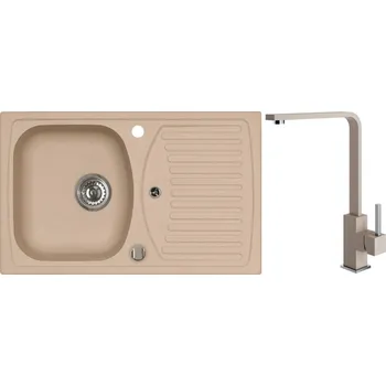 Granitový dřez Alveus Set Record 30 Granitový dřez s odkapem 780x480 mm + baterie Afra, béžová, SETA20179
