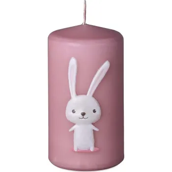 Svíčka Válec 60x110mm Zajíc, růžová svíčka 270 gram
