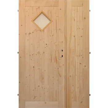 Interiérové dveře Palubkové dveře dvoukřídlé č.10 (šíře 145cm) (Masivní smrkové dveře)
