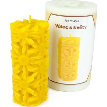 Výtvarná sada Silikonová forma na svíčku - Válec s květy 9,5 cm