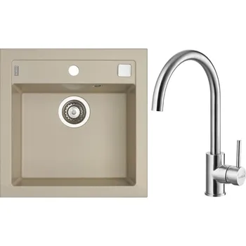 Alveus Set Formic 20 Granitový dřez bez odkapu 520x510 mm + baterie Elza BRS, pebble, SETA426