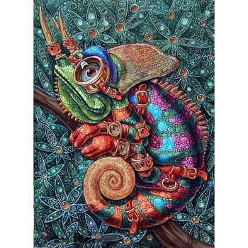 Diamantové malování Diamantové malování - Ošperkovaný chameleon - č. 816 40x50 cm